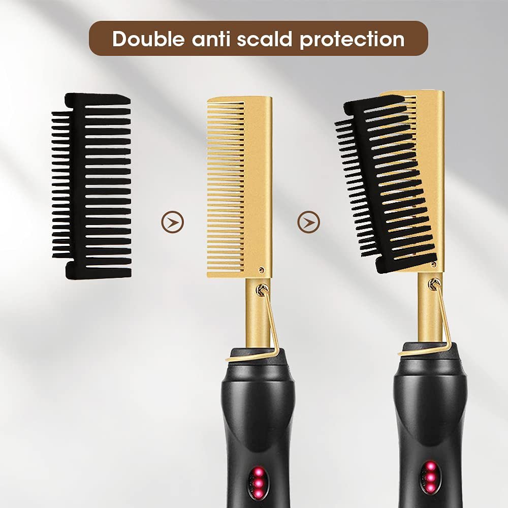 Rose Red And Black Electric Hot Comb Hair Straightener - Fast Heating Styling Tool with 3 Temp Settings & Anti-Scald Guard - V888-ELOSUNG23920 Rose Red And Black Electric Hot Comb Hair Straightener - Fast Heating Styling Tool with 3 Temp Settings & Anti-Scald Guard - Image 4
