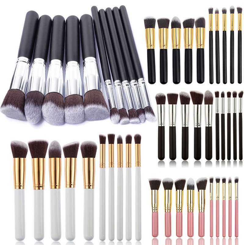 10-Piece White gold Makeup Brush Set - Large and Small Brushes for Professional Beauty Application - V888-ELOSUNG25360 10-Piece White gold Makeup Brush Set - Large and Small Brushes for Professional Beauty Application - Image 4
