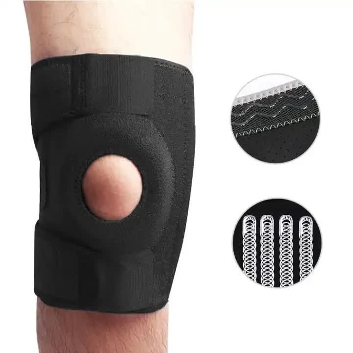 Grey Adjustable Knee Brace Support (Pair) with Dual Spring Stabilizers & Patella Gel Pad - Non-Slip for Sports Running Hiking - V888-ELOSUNG27328 Grey Adjustable Knee Brace Support (Pair) with Dual Spring Stabilizers & Patella Gel Pad - Non-Slip for Sports Running Hiking - Image 4