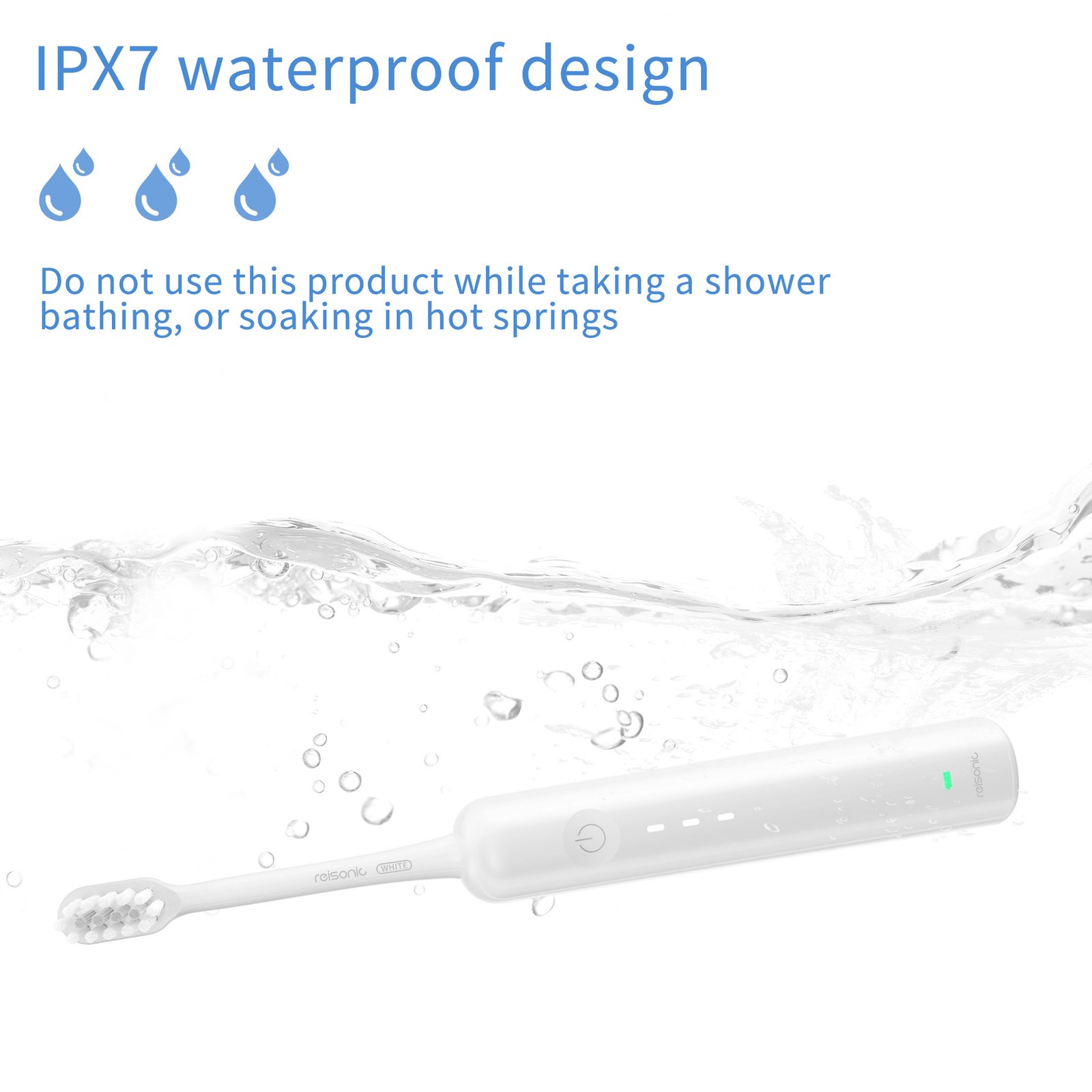 Electric Toothbrush with Ultra-Soft Gum Guard Brush Heads - IPX7 Waterproof, Ergonomic Design(blue) - V888-ELOSUNG29328 Electric Toothbrush with Ultra-Soft Gum Guard Brush Heads - IPX7 Waterproof, Ergonomic Design(blue) - Image 2