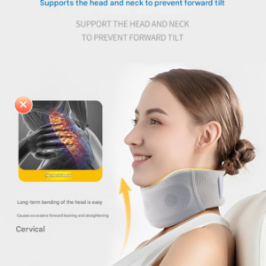 Size XL Grey Ergonomic Neck Support Brace - Soft Cervical Collar for Posture Correction and Pain Relief