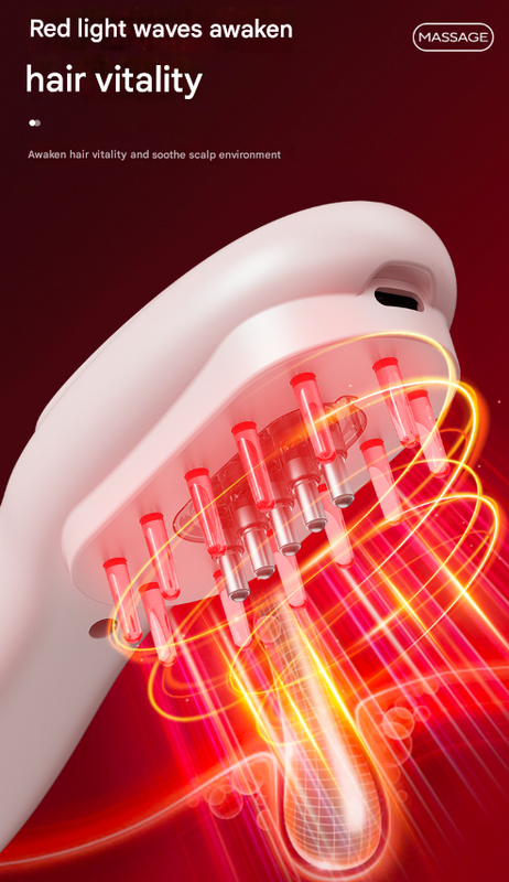 White Rechargeable Electric Scalp Massager with Red & Blue Light Therapy - Hair Oil & Serum Applicator Comb(Not containing essential oils) - V888-ELOSUNG32894 White Rechargeable Electric Scalp Massager with Red & Blue Light Therapy - Hair Oil & Serum Applicator Comb(Not containing essential oils) - Image 4