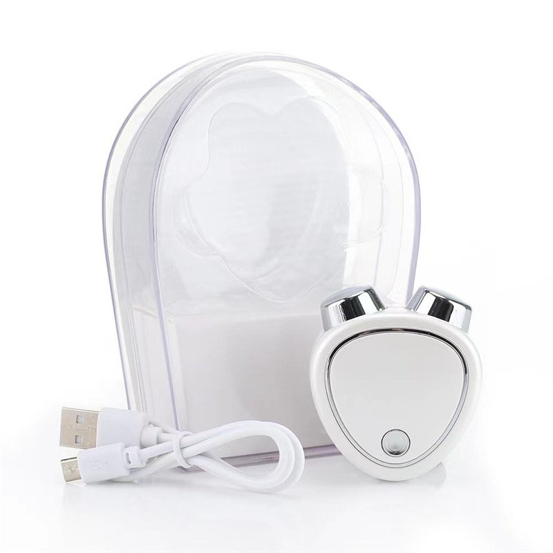 White EMS Microcurrent Facial Lifting Massager - Skin Tightening & Sculpting Beauty Tool