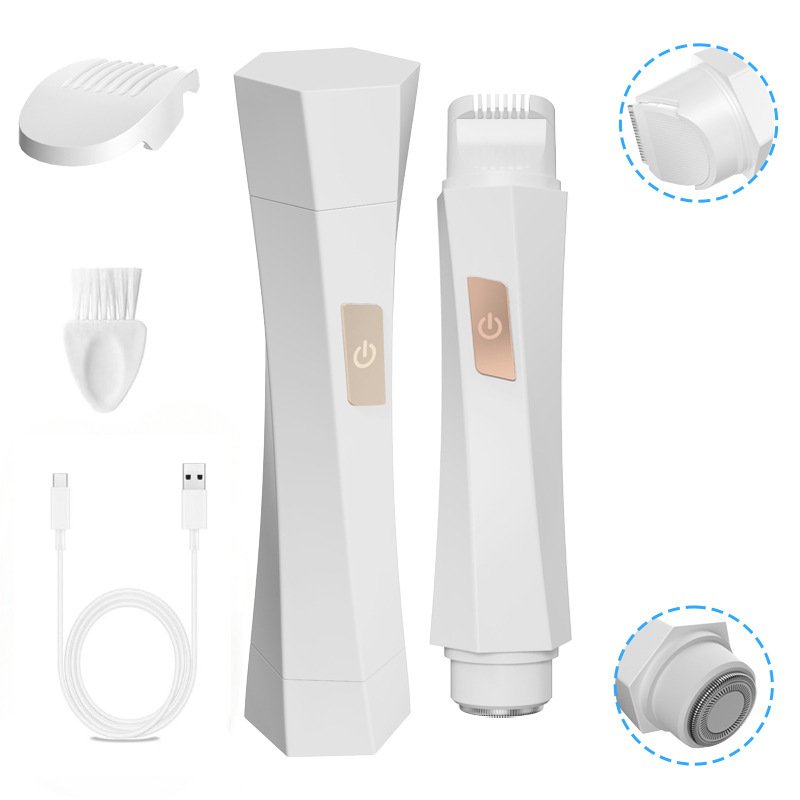 2-in-1 Women's Electric Body Shaver & Facial Trimmer - IPX7 Waterproof, Dual Head with Ceramic Blades, USB Rechargeable(White)