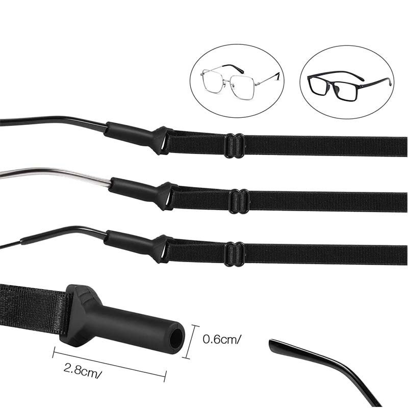 10-Pack Adjustable Sport Eyewear Retainer Straps - Black Anti-Slip Glasses Cord 210mm (Stretches to 320mm) - V888-ELOSUNG38167 10-Pack Adjustable Sport Eyewear Retainer Straps - Black Anti-Slip Glasses Cord 210mm (Stretches to 320mm) - Image 2