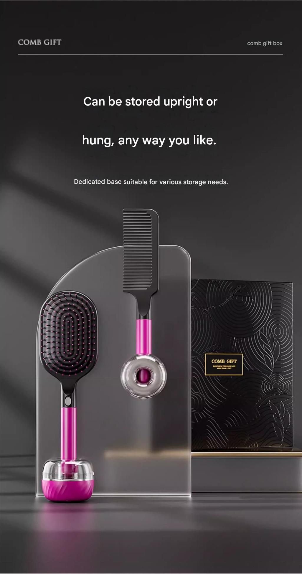Rose Red 3-Piece Gift Box Set Premium ABS Hair Care Gift Set with Cushion Paddle Brush, Detangling Comb, Cleaning Brush & Stand - Elegant Mother’s Day or Couple’s Gift for Daily Styling and Scalp Comfort - V888-ELOSUNG50825 Rose Red 3-Piece Gift Box Set Premium ABS Hair Care Gift Set with Cushion Paddle Brush, Detangling Comb, Cleaning Brush & Stand - Elegant Mother’s Day or Couple’s Gift for Daily Styling and Scalp Comfort - Image 9