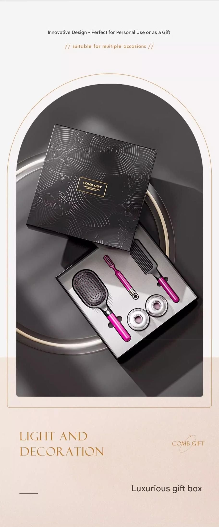 Rose Red 5-Piece Gift Box Set Premium ABS Hair Care Gift Set with Cushion Paddle Brush, Detangling Comb, Cleaning Brush & Stand - Elegant Mother’s Day or Couple’s Gift for Daily Styling and Scalp Comfort - V888-ELOSUNG50828 Rose Red 5-Piece Gift Box Set Premium ABS Hair Care Gift Set with Cushion Paddle Brush, Detangling Comb, Cleaning Brush & Stand - Elegant Mother’s Day or Couple’s Gift for Daily Styling and Scalp Comfort - Image 3