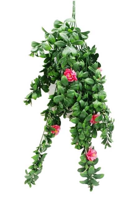 Hanging Pink Rose Stem UV 85cm - V77-1005880 Hanging Pink Rose Stem UV 85cm - Image 2