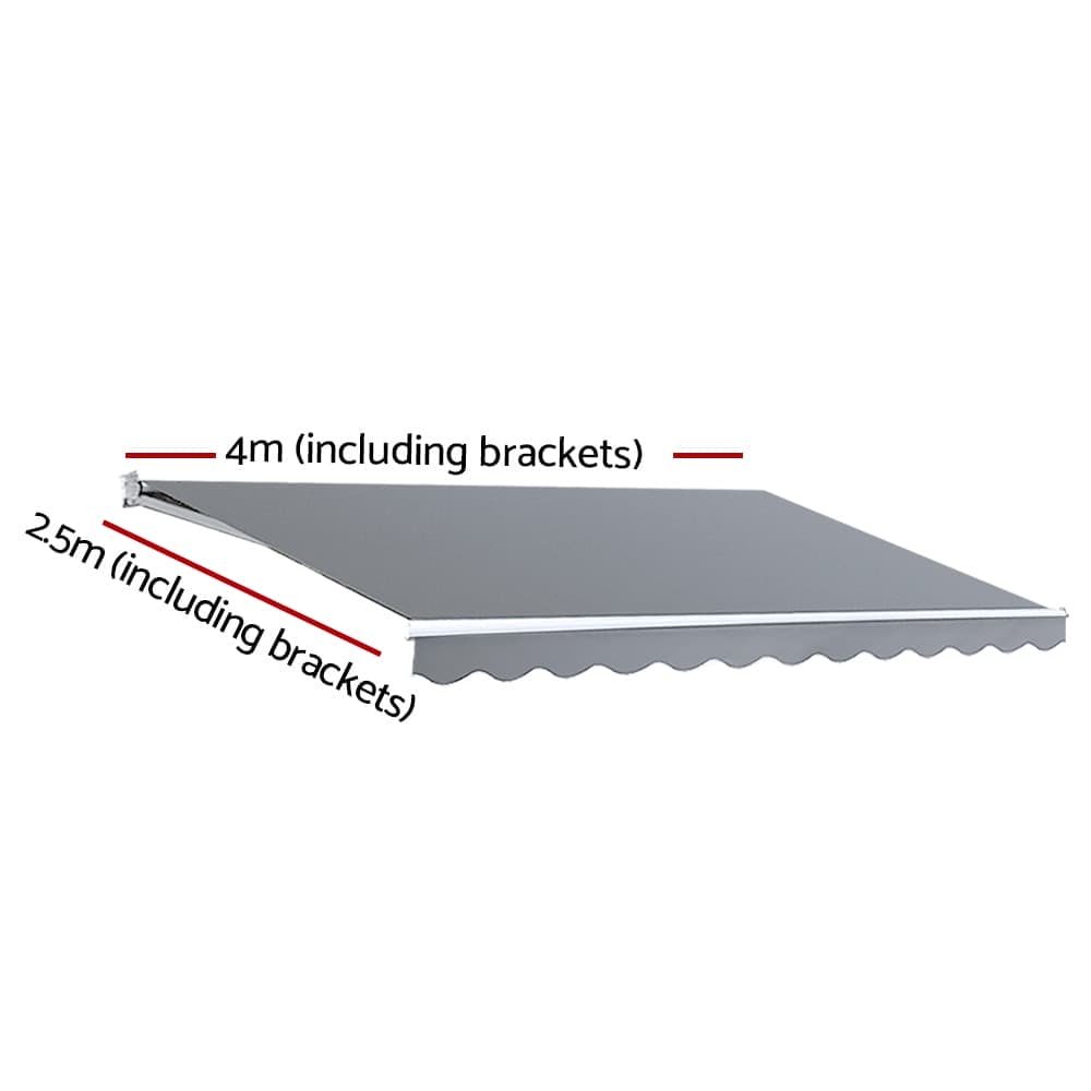 Instahut Retractable Folding Arm Awning Manual Sunshade 4Mx2.5M Pearl Grey - AWN-B-ARM-40X25-PEGR Instahut Retractable Folding Arm Awning Manual Sunshade 4Mx2.5M Pearl Grey - Image 2