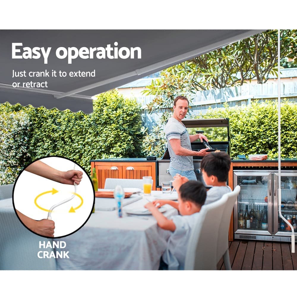 Instahut Retractable Folding Arm Awning Manual Sunshade 4Mx2.5M Pearl Grey - AWN-B-ARM-40X25-PEGR Instahut Retractable Folding Arm Awning Manual Sunshade 4Mx2.5M Pearl Grey - Image 4