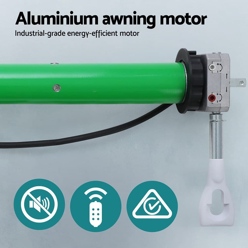Instahut Retractable Folding Arm Awning Motorised Sunshade 3Mx2.5M Grey White - AWN-B-ARM-REMOTE-30X25-GRWH AWN B ARM REMOTE 30X25 GRWH 186230 03