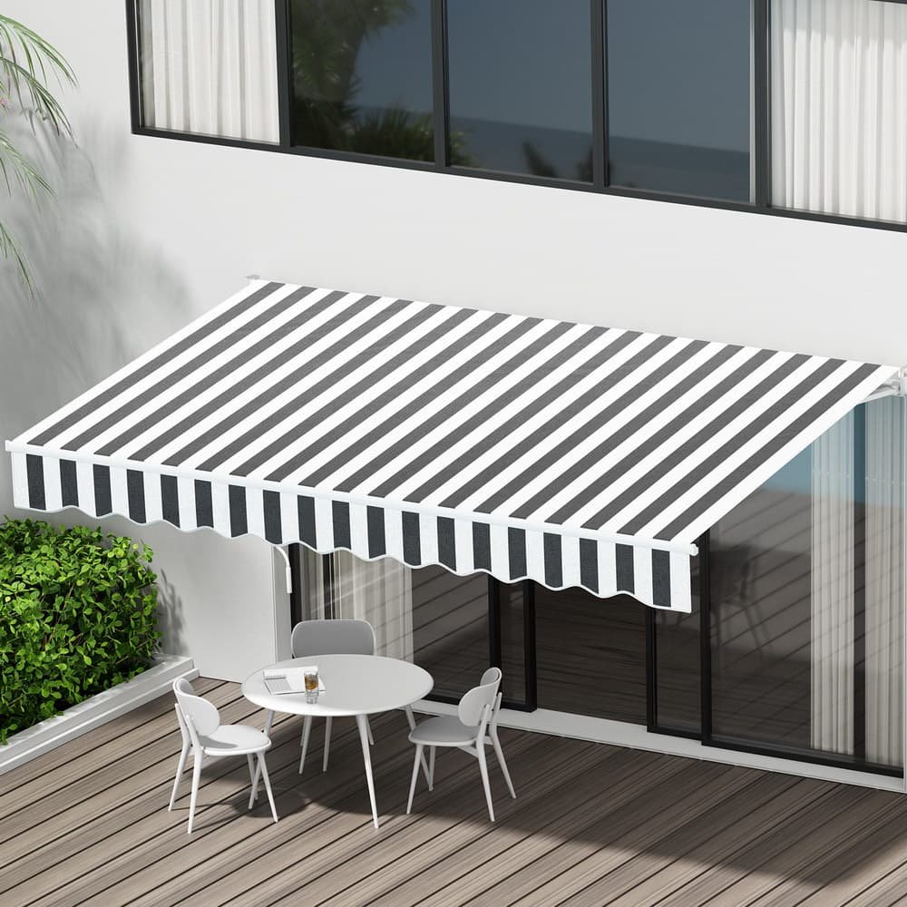 Instahut Retractable Folding Arm Awning Motorised Sunshade 3Mx2.5M Grey White - AWN-B-ARM-REMOTE-30X25-GRWH AWN B ARM REMOTE 30X25 GRWH 186230 04