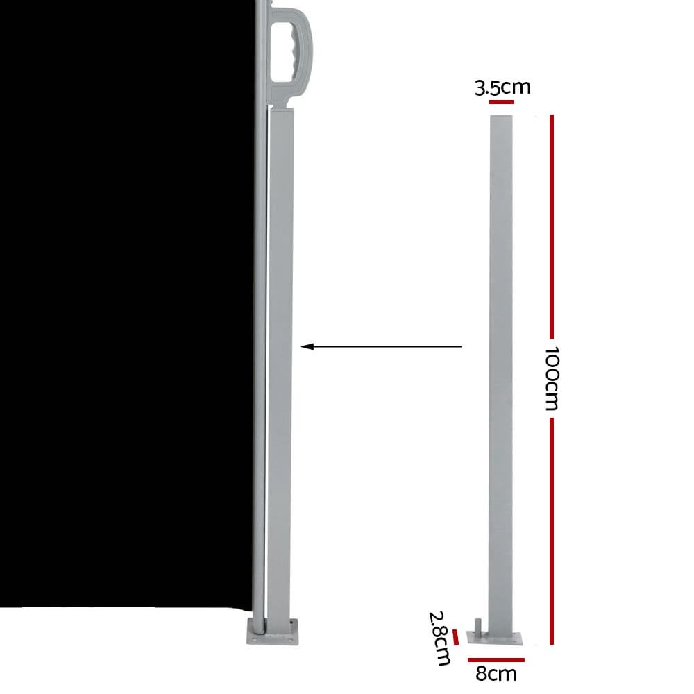 Instahut Side Awning Outdoor Blinds Sun Shade Retractable Screen 2X6M BK - AWN-B-SIDE-BD-200-BLACK Instahut Side Awning Outdoor Blinds Sun Shade Retractable Screen 2X6M BK - Image 3