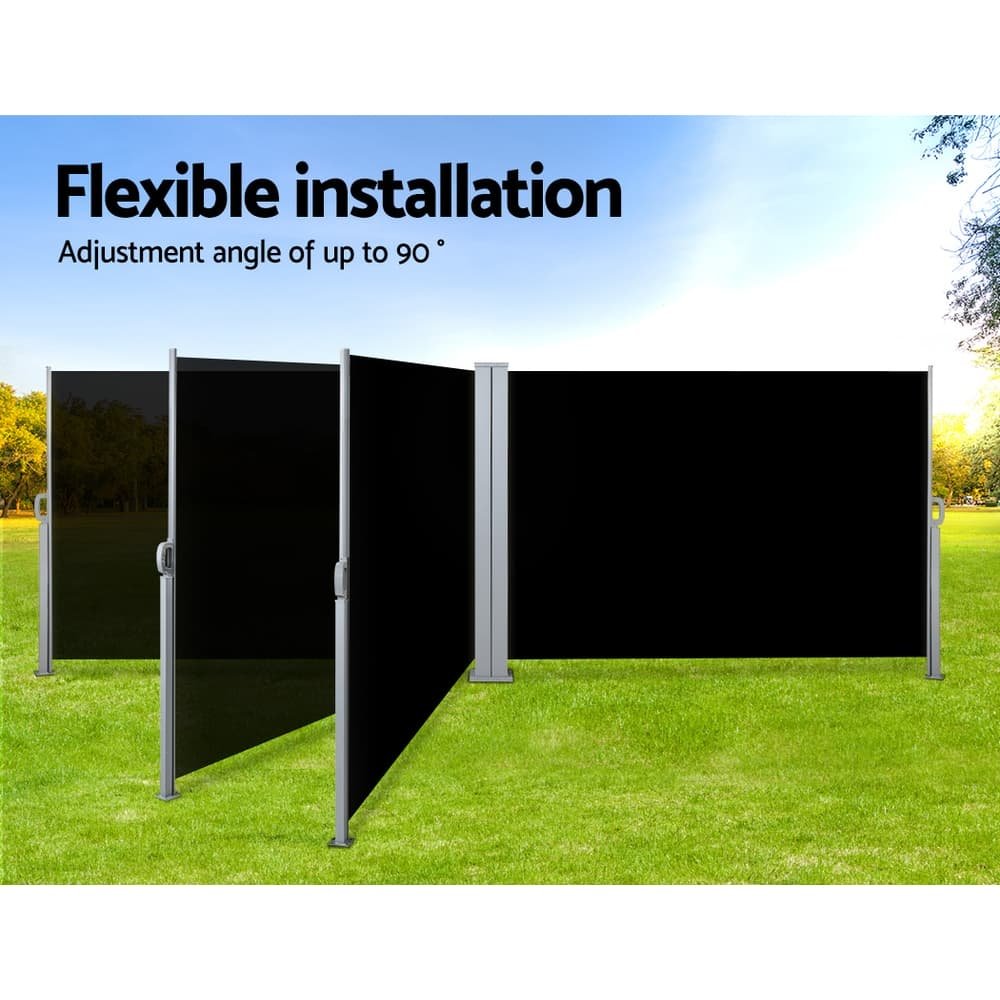 Instahut Side Awning Outdoor Blinds Sun Shade Retractable Screen 2X6M BK - AWN-B-SIDE-BD-200-BLACK Instahut Side Awning Outdoor Blinds Sun Shade Retractable Screen 2X6M BK - Image 5