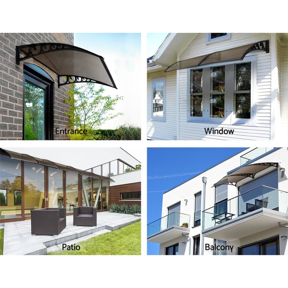 Instahut Window Door Awning 1mx1m Brown - AWN-PC6-1X1-BR Instahut Window Door Awning 1mx1m Brown - Image 3