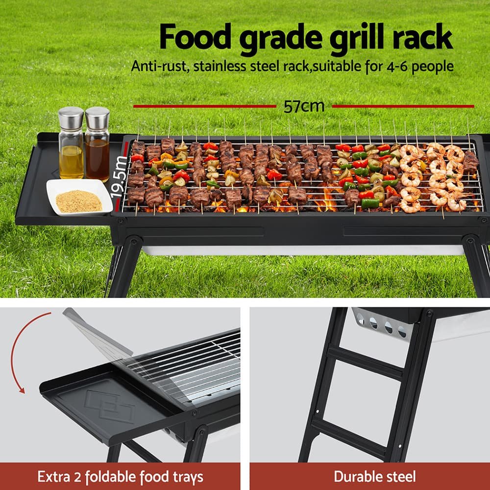 Grillz Charcoal BBQ Grill Smoker Portable Barbecue Outdoor Foldable Camping - BBQ-B-SMOKER-DRAWER BBQ B SMOKER DRAWER 202506101046 03