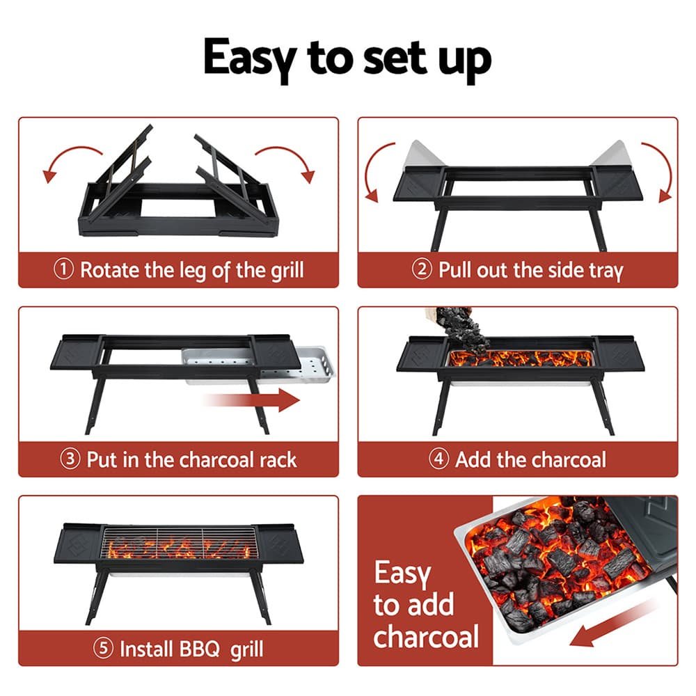 Grillz Charcoal BBQ Grill Smoker Portable Barbecue Outdoor Foldable Camping - BBQ-B-SMOKER-DRAWER BBQ B SMOKER DRAWER 202506101046 05