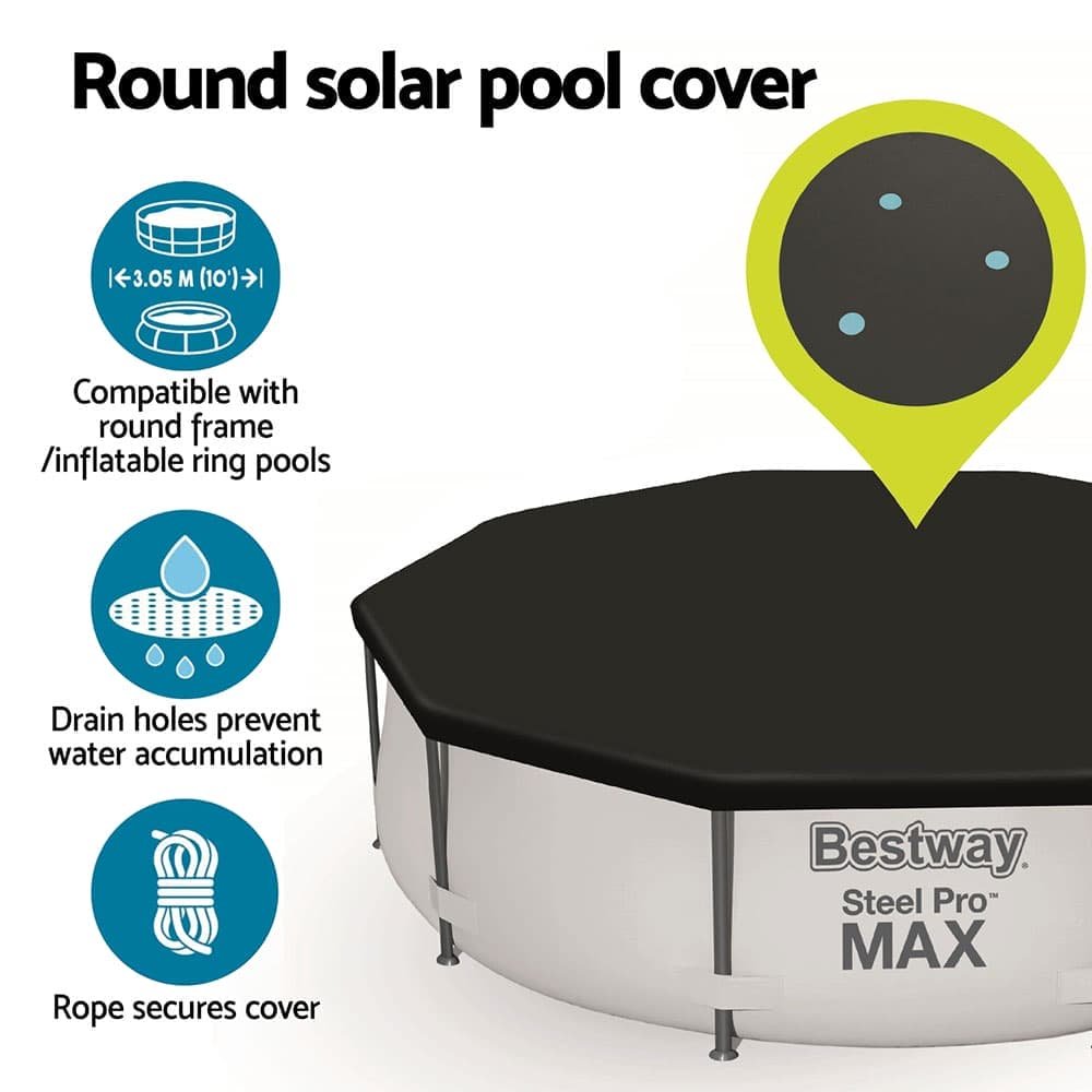 Bestway Pool Cover Fits 3.05m Round Above Ground Swimming Pool PVC Blanket - BW-PC-R-305-58036 BW PC R 305 58036 194979 04