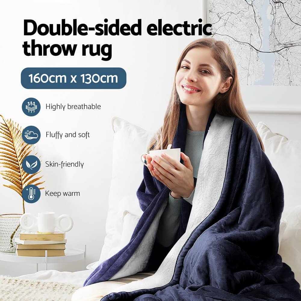 Giselle Electric Throw Rug Heated Blanket Fleece Charcoal - EB-C-THROW-RUG-DS-CHR EB C THROW RUG DS CHR 150698 03