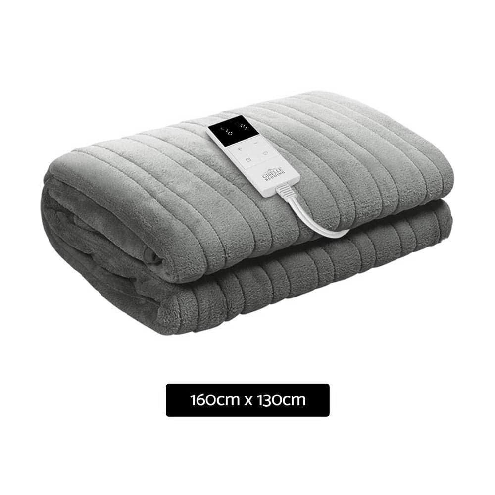 Giselle Bedding Heated Electric Throw Rug Fleece Sunggle Blanket Washable Silver - EB-THROW-RUG-SR Giselle Bedding Heated Electric Throw Rug Fleece Sunggle Blanket Washable Silver - Image 2