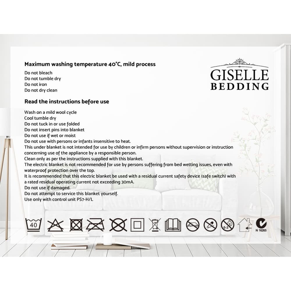 Giselle Bedding Heated Electric Throw Rug Fleece Sunggle Blanket Washable Silver - EB-THROW-RUG-SR Giselle Bedding Heated Electric Throw Rug Fleece Sunggle Blanket Washable Silver - Image 7