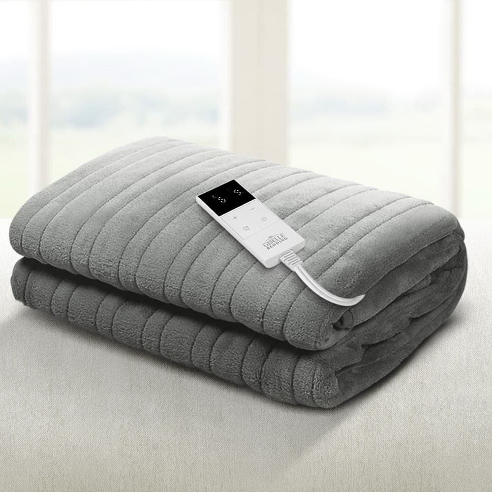 Giselle Bedding Heated Electric Throw Rug Fleece Sunggle Blanket Washable Silver - EB-THROW-RUG-SR Giselle Bedding Heated Electric Throw Rug Fleece Sunggle Blanket Washable Silver - Image 8