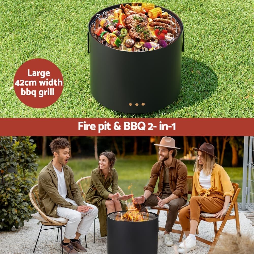 Grillz Fire Pit BBQ Portable Deep Bowl Outdoor Fireplace - FPIT-BBQ-4542-BK FPIT BBQ 4542 BK 202505301000 03