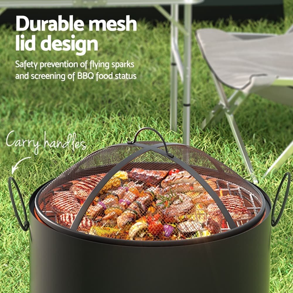 Grillz Fire Pit BBQ Portable Deep Bowl Outdoor Fireplace - FPIT-BBQ-4542-BK FPIT BBQ 4542 BK 202505301000 04