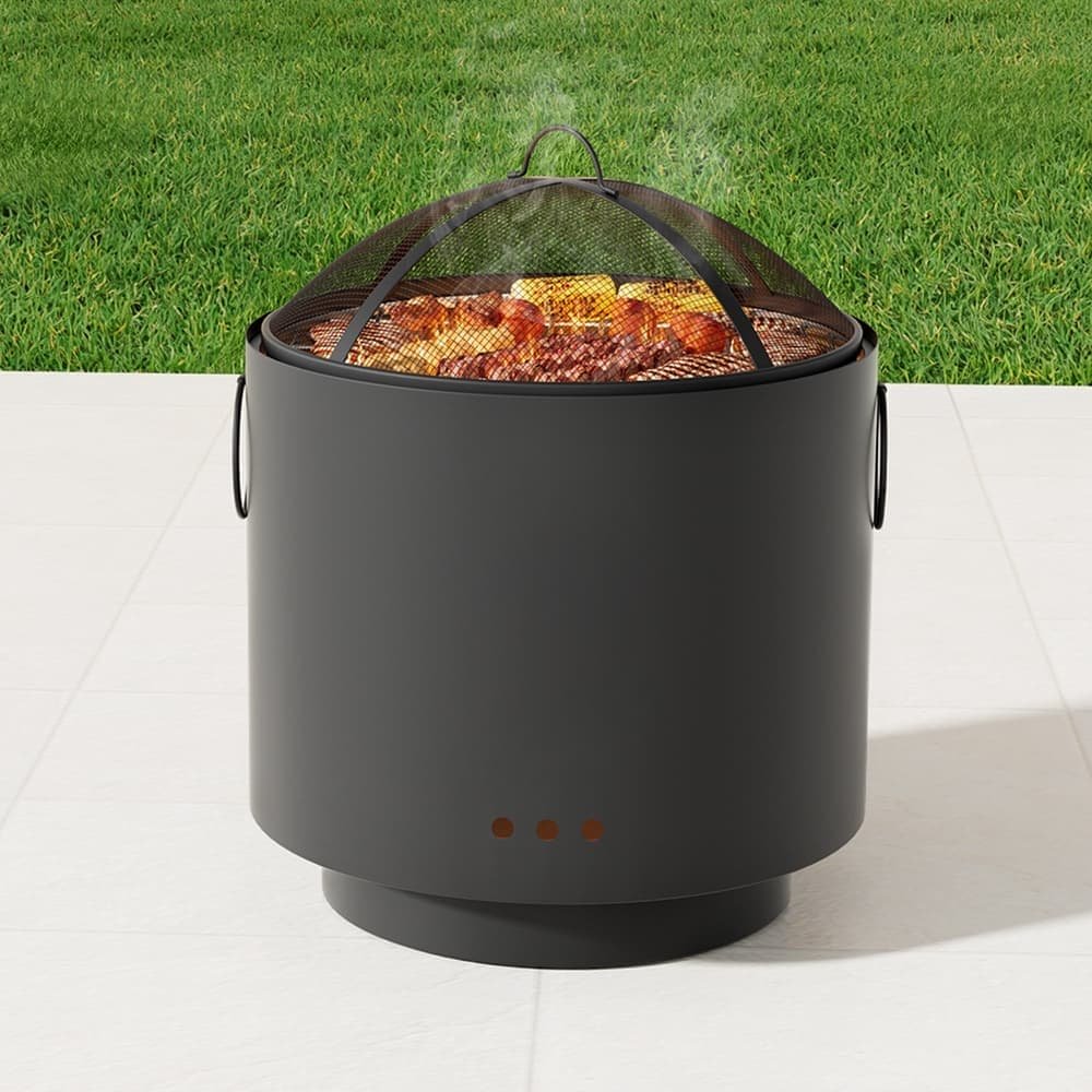 Grillz Fire Pit BBQ Portable Deep Bowl Outdoor Fireplace - FPIT-BBQ-4542-BK FPIT BBQ 4542 BK 202505301000 06