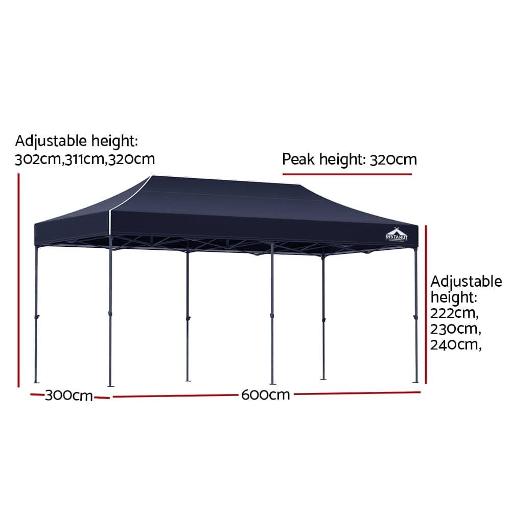 Instahut Gazebo Pop Up 3x6m w/Base Podx4 Marquee Folding Outdoor Wedding Camping Tent Shade Canopy Navy - GAZEBO-T-3X6-F-NA-BASE Instahut Gazebo Pop Up 3x6m w/Base Podx4 Marquee Folding Outdoor Wedding Camping Tent Shade Canopy Navy - Image 2