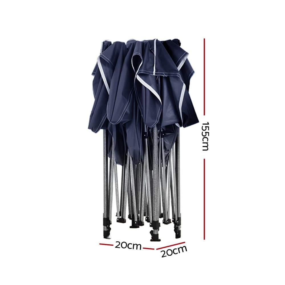 Instahut Gazebo Pop Up 3x6m w/Base Podx4 Marquee Folding Outdoor Wedding Camping Tent Shade Canopy Navy - GAZEBO-T-3X6-F-NA-BASE Instahut Gazebo Pop Up 3x6m w/Base Podx4 Marquee Folding Outdoor Wedding Camping Tent Shade Canopy Navy - Image 3