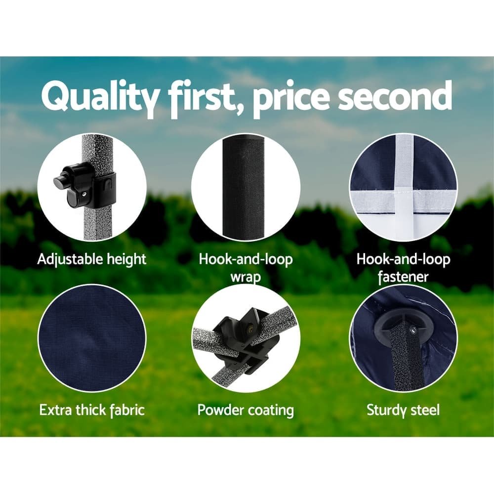 Instahut Gazebo Pop Up 3x6m w/Base Podx4 Marquee Folding Outdoor Wedding Camping Tent Shade Canopy Navy - GAZEBO-T-3X6-F-NA-BASE Instahut Gazebo Pop Up 3x6m w/Base Podx4 Marquee Folding Outdoor Wedding Camping Tent Shade Canopy Navy - Image 5