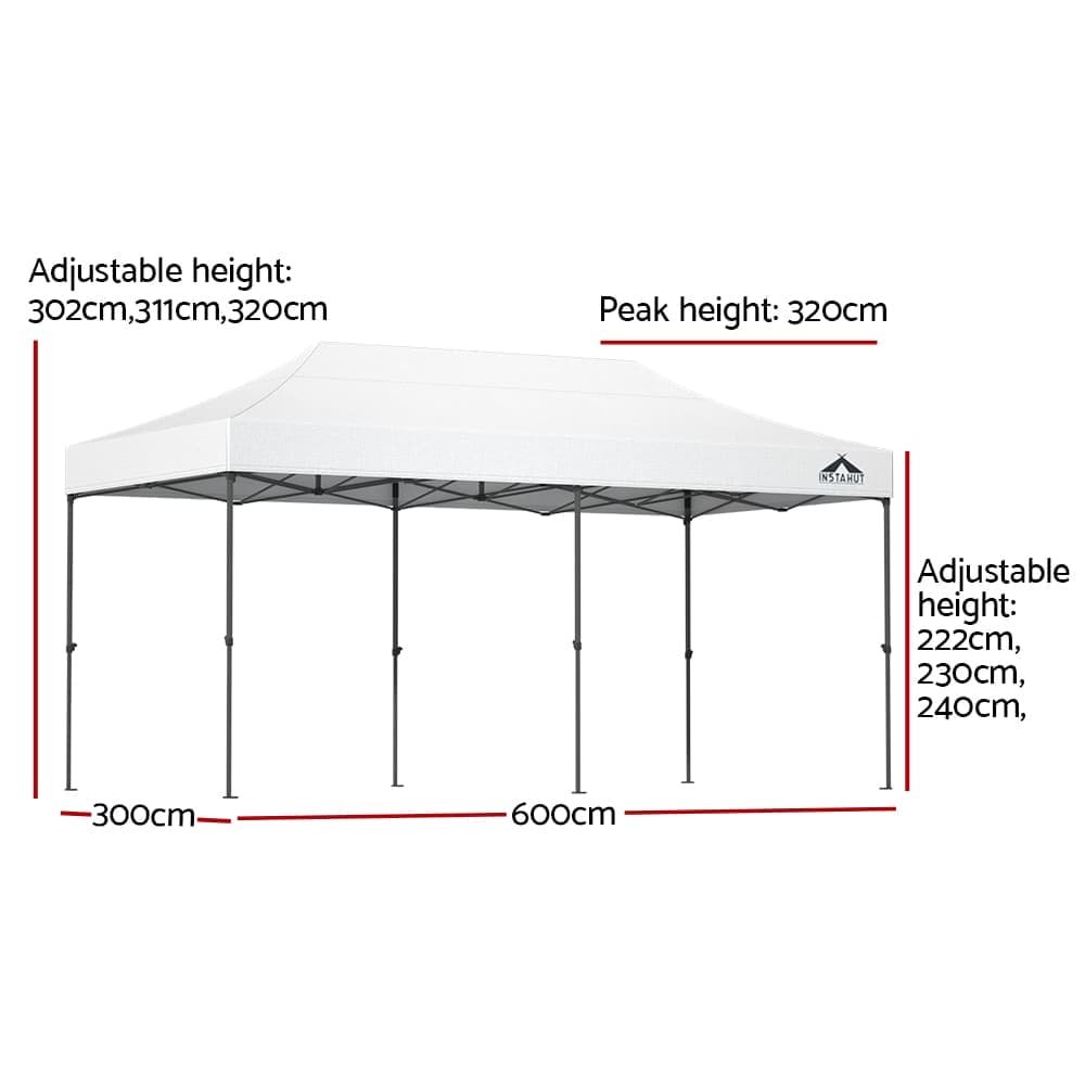 Instahut Gazebo Pop Up Marquee 3x6 Folding 500D Wedding Tent Base Pod White - GAZEBO-T-3X6-F-WH-BASE Instahut Gazebo Pop Up Marquee 3x6 Folding 500D Wedding Tent Base Pod White - Image 2