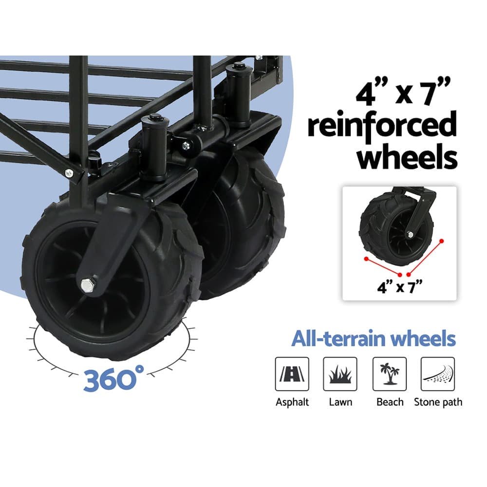 Gardeon Garden Cart Folding 120kg Trolley Camping Wagon Barrow Outdoor Beach - GCT-FABRIC-120KG-NA Gardeon Garden Cart Folding 120kg Trolley Camping Wagon Barrow Outdoor Beach - Image 5