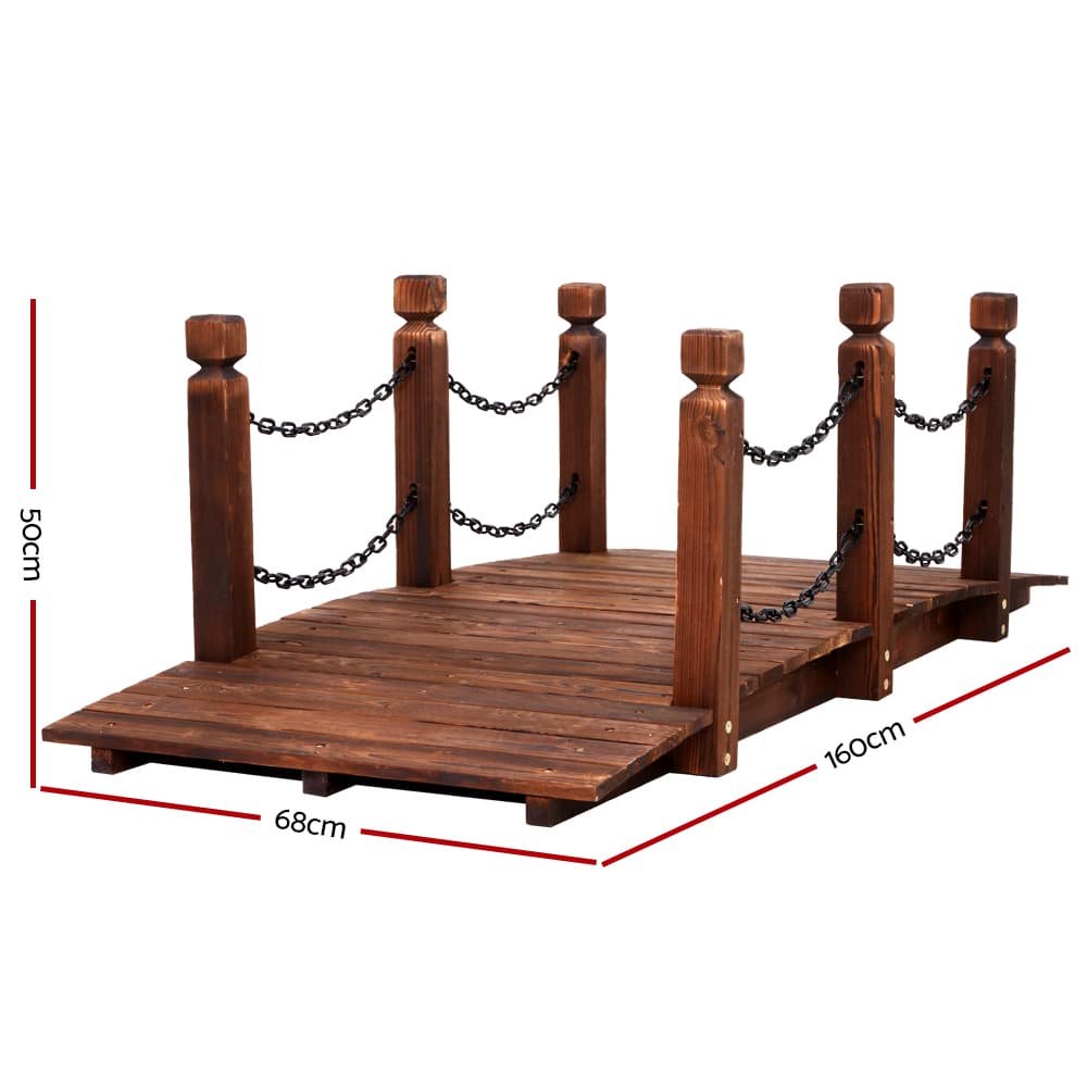Gardeon Garden Decor Outdoor Ornament Wooden Bridge Chain 160cm - GD-BRIDGE-CHAIN-CC Gardeon Garden Decor Outdoor Ornament Wooden Bridge Chain 160cm - Image 2