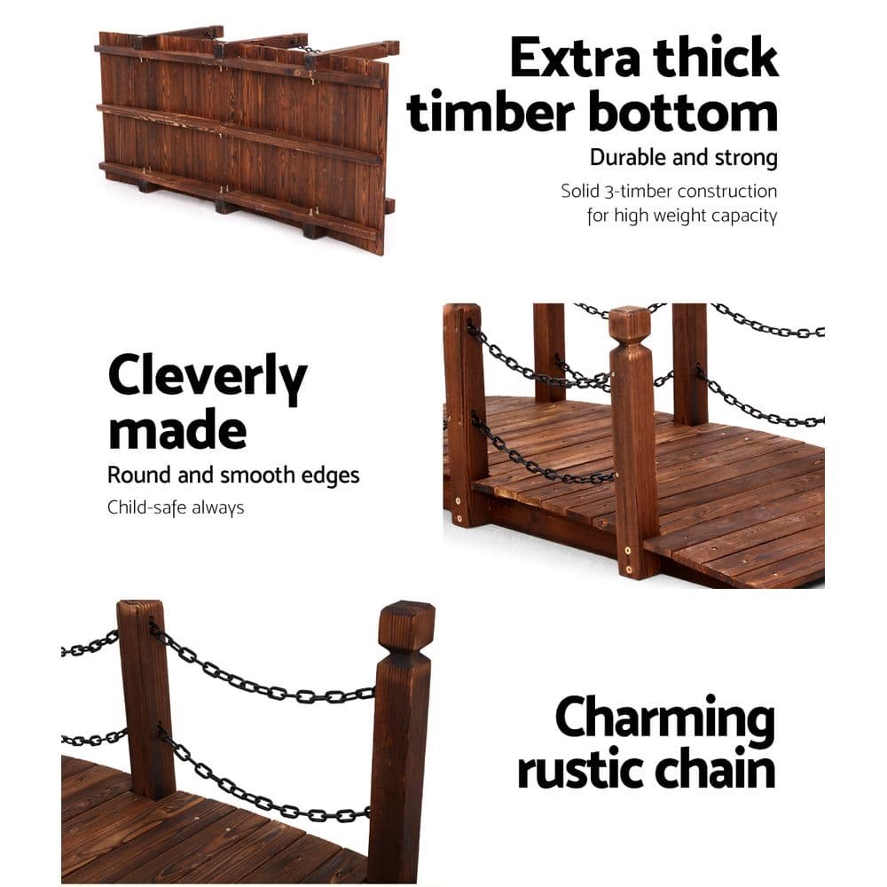 Gardeon Garden Decor Outdoor Ornament Wooden Bridge Chain 160cm - GD-BRIDGE-CHAIN-CC Gardeon Garden Decor Outdoor Ornament Wooden Bridge Chain 160cm - Image 5