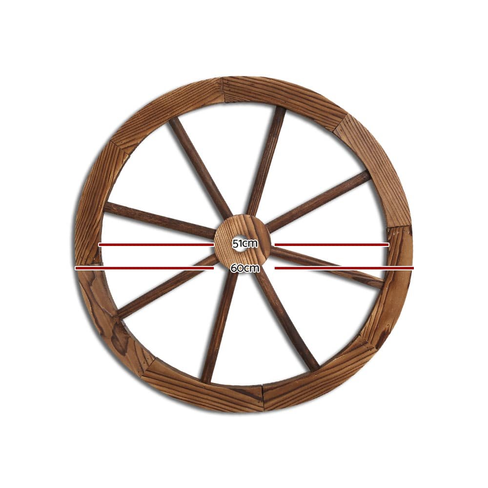 Gardeon Garden Decor Outdoor Ornament 2X Wooden Wagon Wheel - GD-WHEEL-2X-CC Gardeon Garden Decor Outdoor Ornament 2X Wooden Wagon Wheel - Image 2