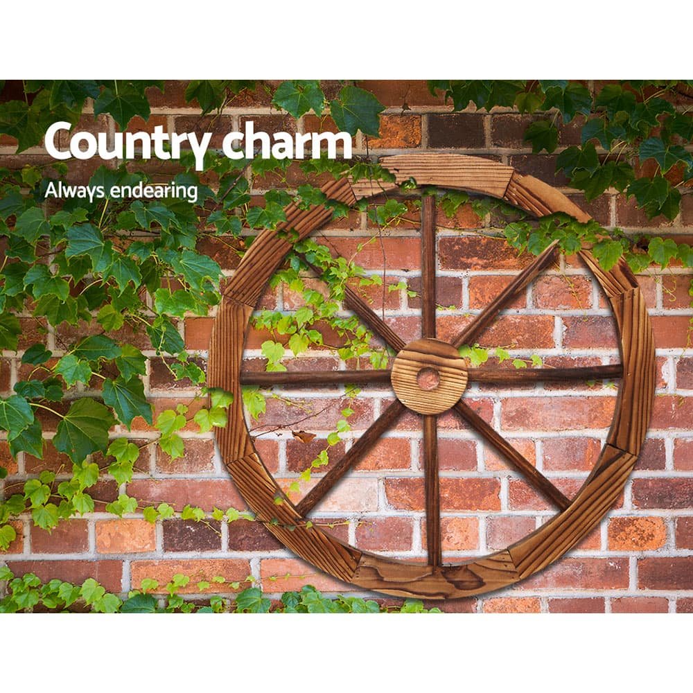 Gardeon Garden Decor Outdoor Ornament 2X Wooden Wagon Wheel - GD-WHEEL-2X-CC Gardeon Garden Decor Outdoor Ornament 2X Wooden Wagon Wheel - Image 3