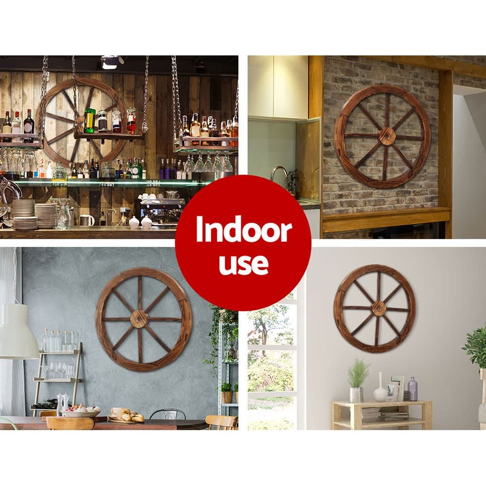 Gardeon Garden Decor Outdoor Ornament 2X Wooden Wagon Wheel - GD-WHEEL-2X-CC Gardeon Garden Decor Outdoor Ornament 2X Wooden Wagon Wheel - Image 5