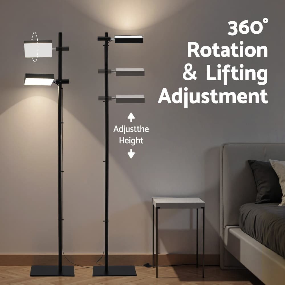 Artiss LED Floor Lamp, Modern Reading Lamp 360~ Rotating Adjustable Light Head,12W Standing Lamp for Living Room, Bedroom Office - LAMP-FLOOR-LED-360-BK LAMP FLOOR LED 360 BK 202509031236 03