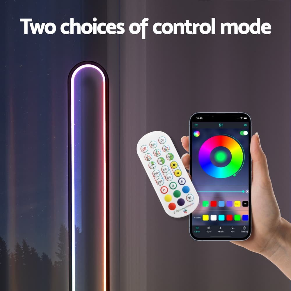 Artiss RGB LED Floor Lamp Remote Control Corner Light Stand Gaming Room 118CM - LAMP-FLOOR-RGB-118-BK Artiss RGB LED Floor Lamp Remote Control Corner Light Stand Gaming Room 118CM - Image 5