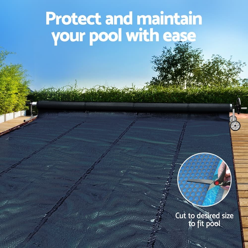 Aqua Buddy Pool Cover 600 Micron 10x4m w/ Roller 5.55m Swimming Pools Black Solar Blanket - PC-100X40-XL-BK-BL-ROLLER PC 100X40 XL BK BL ROLLER 202506021208 03