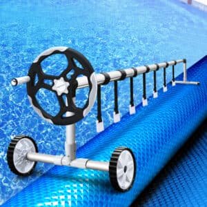 Aquabuddy Pool Cover 500 Micron 11x4.8m Blue Swimming Pool Solar Blanket 5.5m Roller