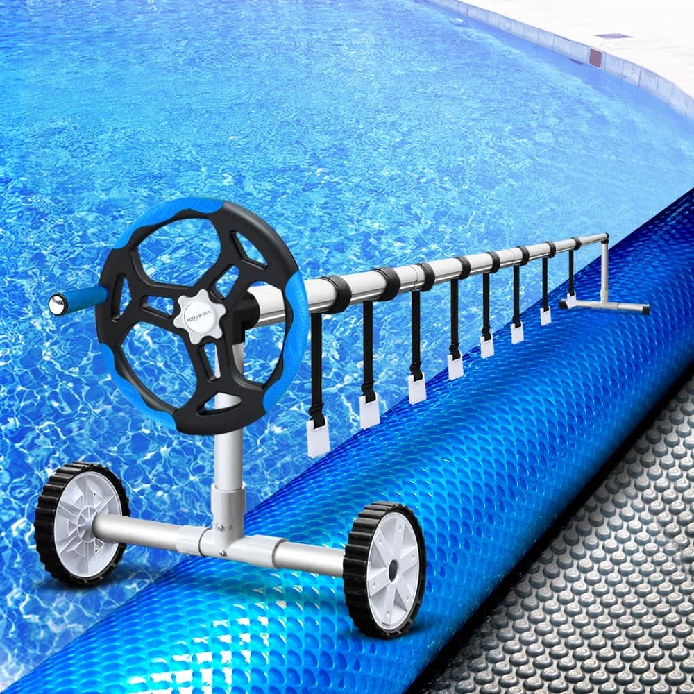 Aquabuddy Pool Cover 500 Micron 11x4.8m Silver Swimming Pool Solar Blanket 5.5m Blue Roller - PC-110X48-L-DX-BL-ROLLER-BU Aquabuddy Pool Cover 500 Micron 11x4.8m Silver Swimming Pool Solar Blanket 5.5m Blue Roller
