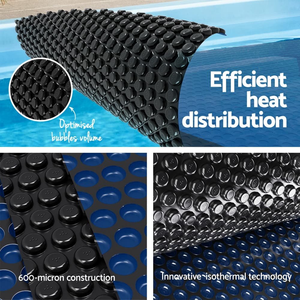 Aqua Buddy Pool Cover 600 Micron 6.5x3m w/ Roller 5.55m Swimming Pools Black Solar Blanket - PC-65X30-L-BK-BL-ROLLER PC 65X30 L BK BL ROLLER 191833 03