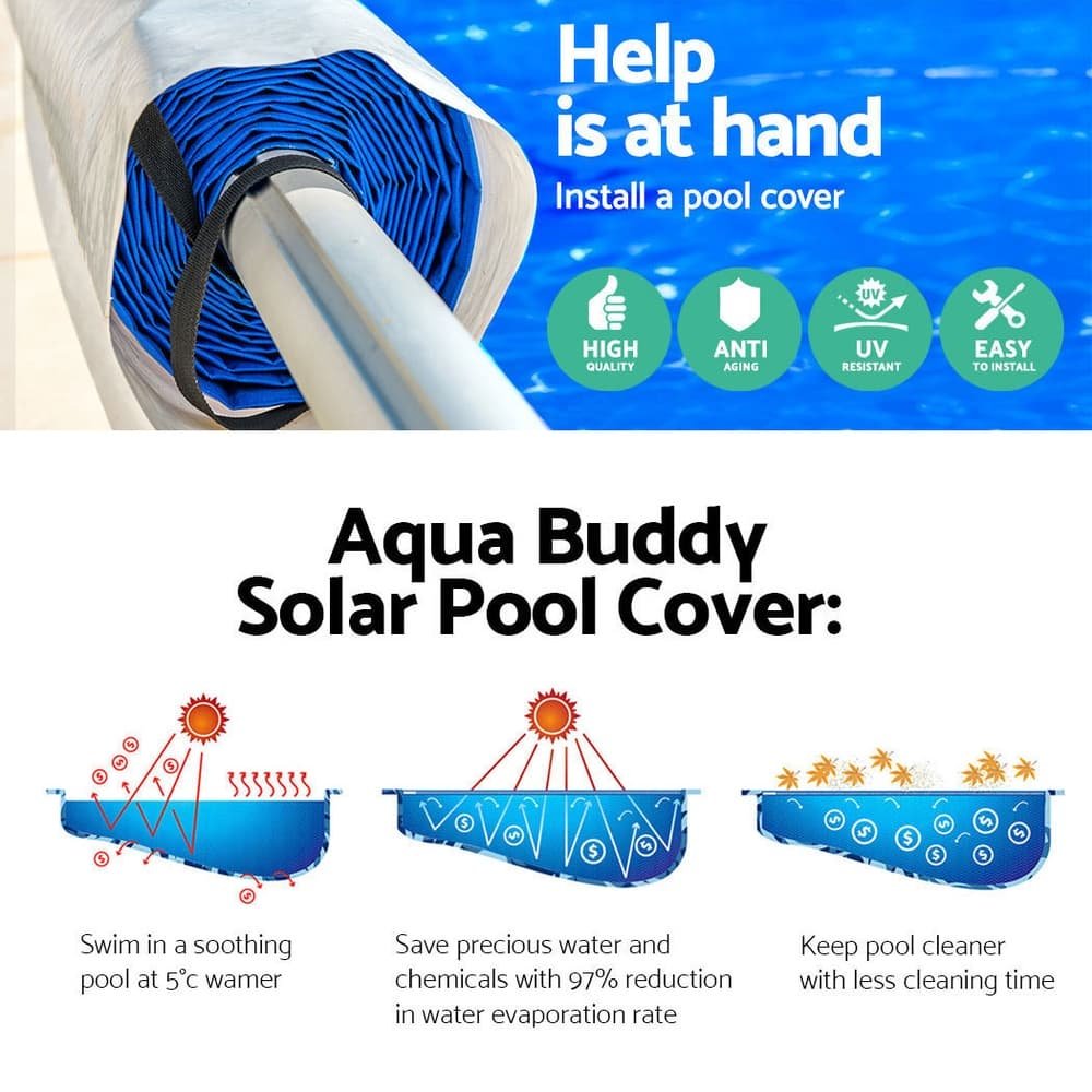 Aquabuddy Pool Cover 500 Micron 8x4.2m Swimming Pool Solar Blanket 5.5m Roller Blue - PC-80X42-L-BL-ROLLER-BU Aquabuddy Pool Cover 500 Micron 8x4.2m Swimming Pool Solar Blanket 5.5m Roller Blue - Image 4