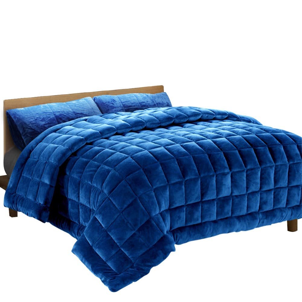 Giselle Bedding Faux Mink Quilt Blue Super King - QUILT-FM-TEAL-SK Giselle Bedding Faux Mink Quilt Blue Super King
