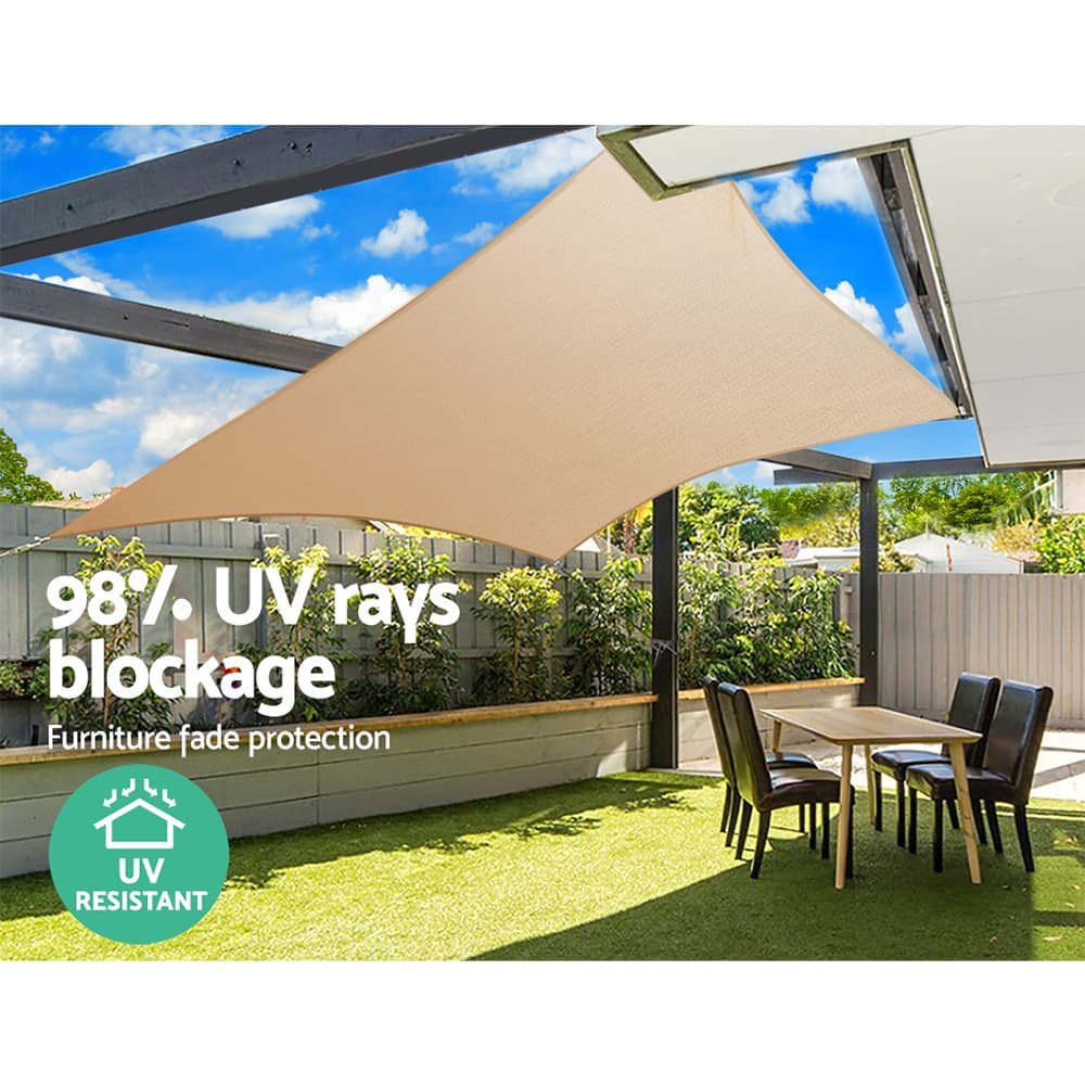 Instahut Shade Sail 3x6m Rectangle 280GSM 98% Sand Shade Cloth - SAIL-H-3X6-C-SA Instahut Shade Sail 3x6m Rectangle 280GSM 98% Sand Shade Cloth - Image 6