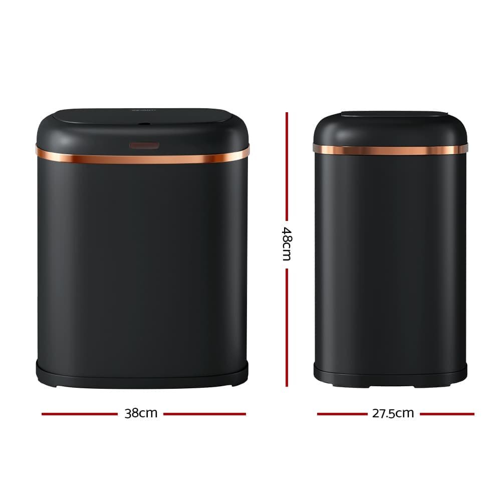 Devanti 38L Motion Sensor Bin Rubbish Automatic Black - SB-40L-S06-BK SB 40L S06 BK 202504231108 01