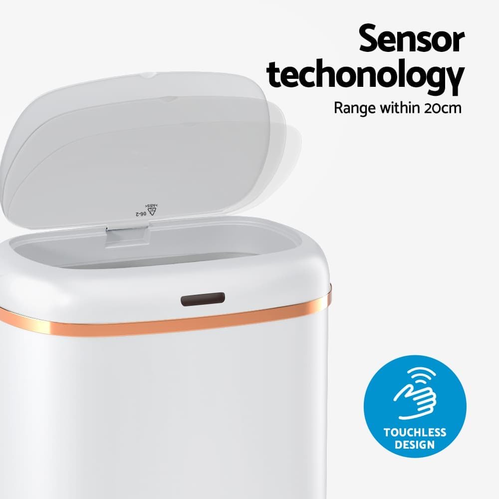 Devanti 38L Motion Sensor Bin Rubbish Automatic White - SB-40L-S06-WH SB 40L S06 WH 202504231108 03